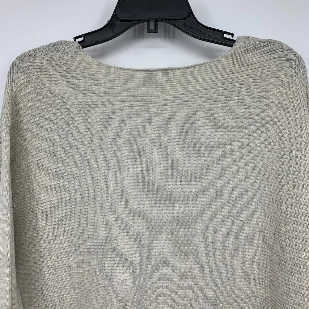 Ella Moss Sweater Beige Gray Ribbed V Neck Pullover Long Sleeve_8